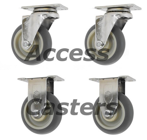 6TPRRM45INV Caster Set with Soft Wheels for Use on Rubbermaid 4500 Series Carts