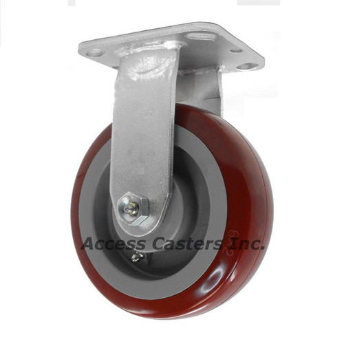 8DSUB-PP-R 8" Rigid U-Boat Caster with Polyurethane Tread Wheel