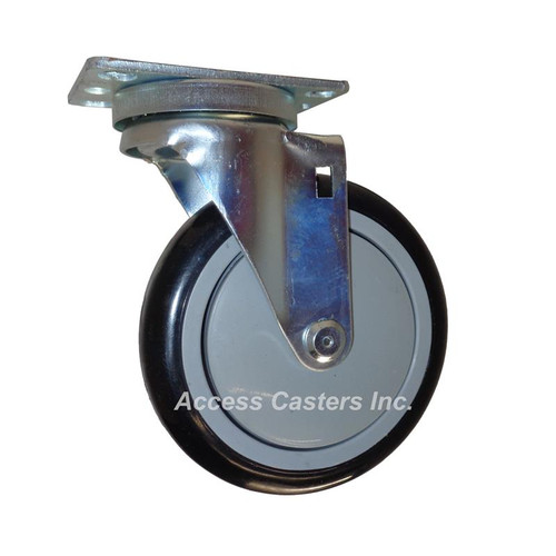 5P20PS 5" Swivel Caster Black Polyurethane Tread Wheel Top Plate