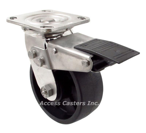 5SSMAST 5" stainless steel total lock caster with glass nylon wheel