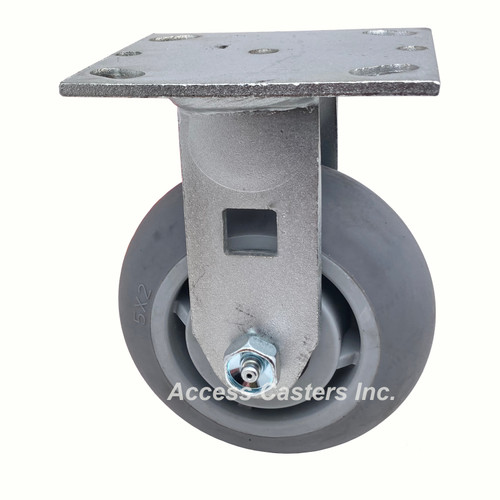 5" Rigid caster with round tread TPR wheel