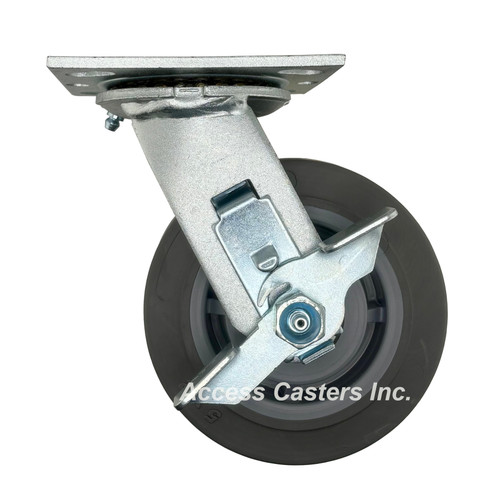 5SPRFSB 5" x 2" Swivel Plate Caster with Brake, TPR Flat Wheel