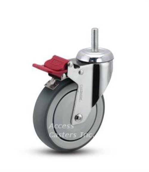 5 inch swivel threaded stem caster total lock brake