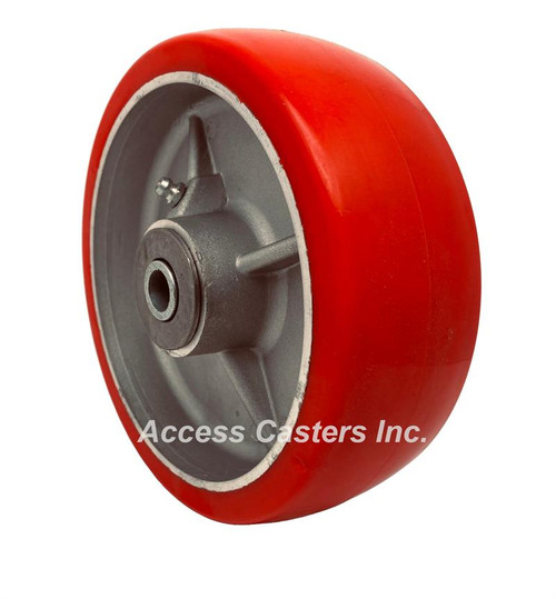 5" x 2" red polyurethane on aluminum core wheel