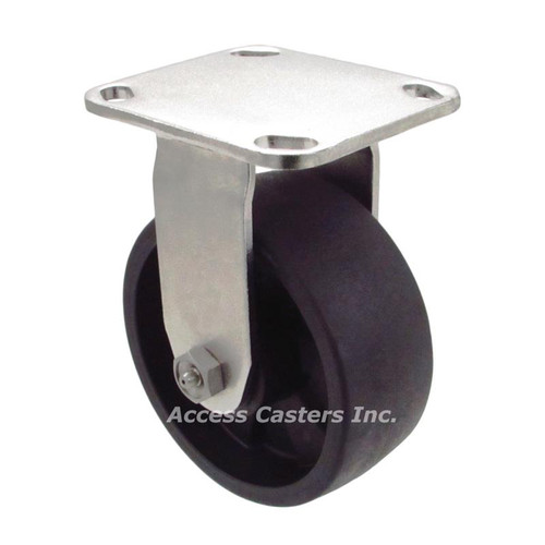 5DSSHIR Five Inch Stainless Steel Rigid Caster with Reinforced Thermoplastic Wheel