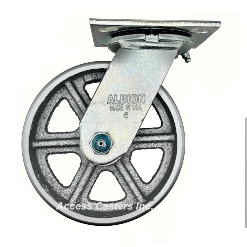 16CA06201S 6" x 2" Albion 16 Series Swivel Caster, Cast Iron Wheel