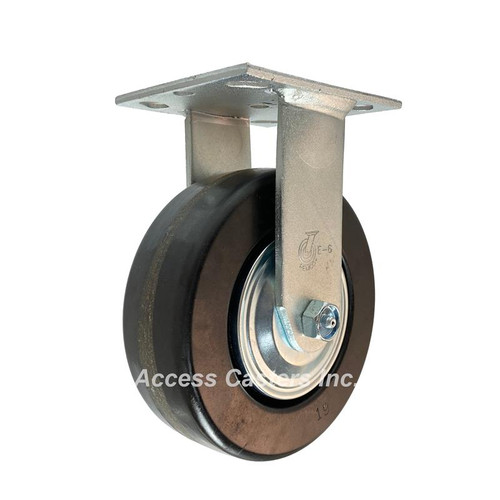 6AEMHR-TG 6" x 2" Rigid Plate Caster, Phenolic Wheel with Thread Guards