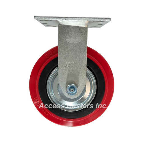 6AEMPR-TG 6" x 2" Rigid Plate Caster, Polyurethane on Polypropylene Wheel-Thread-Guards