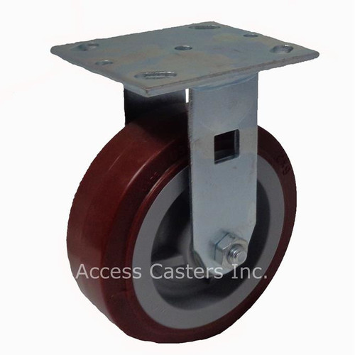 6" rigid caster with maroon polyurethane wheel
