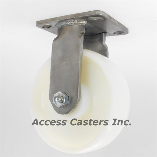6" stainless steel rigid caster with white nylon wheel