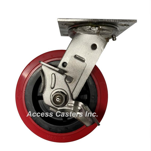 6" stainless steel swivel caster with brake, polyurethane tread wheel 6" stainless steel swivel caster with brake, polyurethane tread wheel