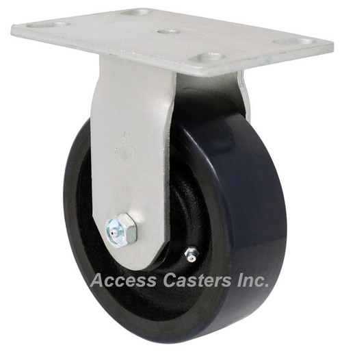 6" x 2" Rigid Plate Caster, Crowned Polyurethane on Heavy Duty Cast Iron Wheel 6" x 2" Rigid Plate Caster, Crowned Polyurethane on Heavy Duty Cast Iron Wheel
