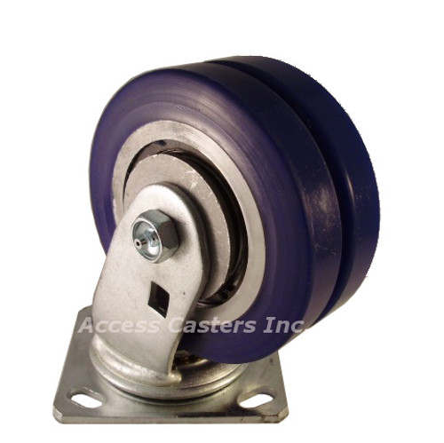 6DDWBLS 6" Dual Wheel Swivel Caster with Polyurethane Wheels