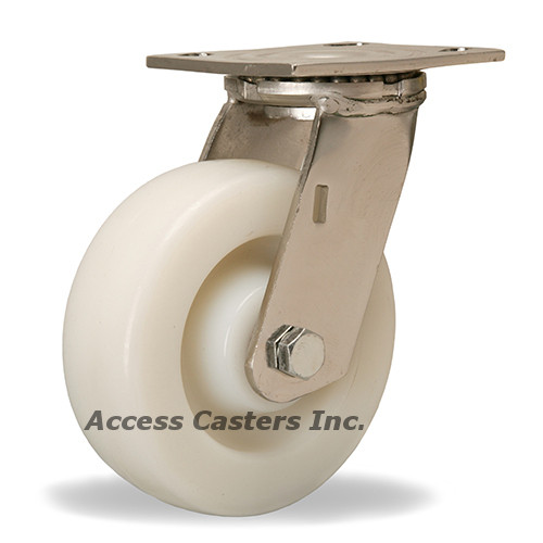 S-STA-6WNZ 6 inch stainless steel swivel caster with White Nylon wheel