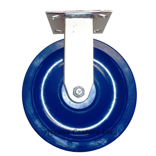 8DSSDLR Stainless Steel Rigid Caster with Blue Elastomer Wheel