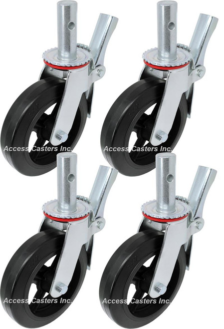 8UC8RB-SET 8" Scaffold Caster, Set of 4, Rubber on Cast Iron 8UC8RB-SET 8" Scaffold Caster, Set of 4, Rubber on Cast Iron