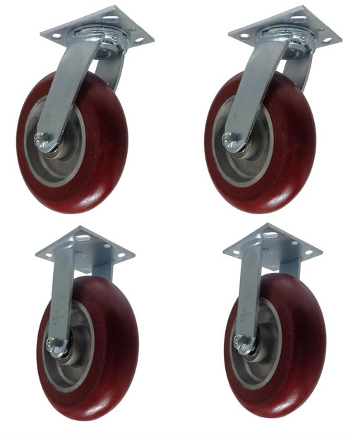 ES8X2AX-SET 8 inch caster set with ergonomic polyurethane wheels