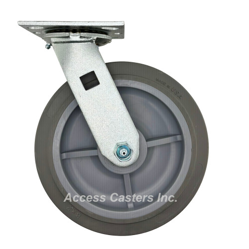 8SPRFS 8" x 2" Swivel Plate Caster, TPR Flat Wheel