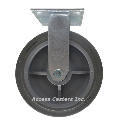 8" x 2" Rigid Plate Caster, TPR Flat Wheel