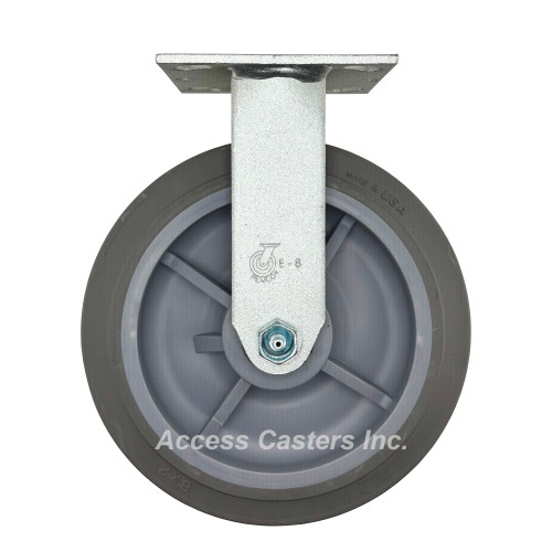 8SPRFR 8" x 2" Rigid Plate Caster, TPR Flat Wheel