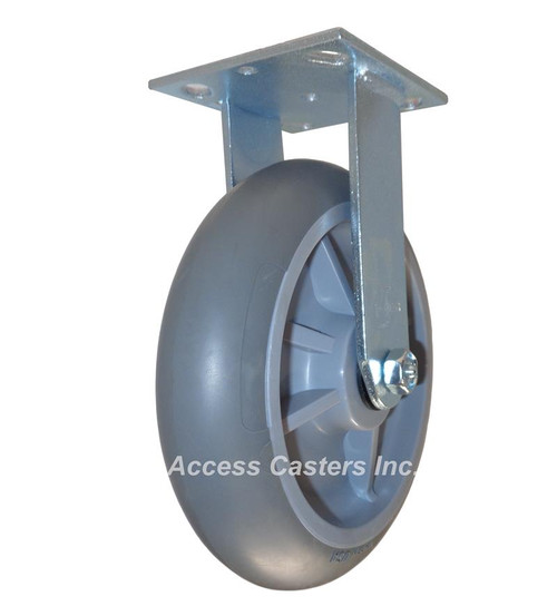 8" x 2" Rigid Plate Caster, TPR Round Wheel
