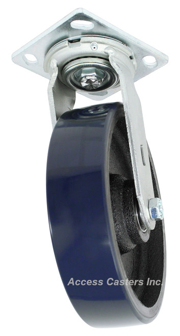 8" Swivel Caster with Crowned Polyurethane on Heavy Duty Cast Iron Wheel 8" Swivel Caster with Crowned Polyurethane on Heavy Duty Cast Iron Wheel