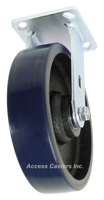 8" Rigid Caster with Crowned Polyurethane on Heavy Duty Cast Iron Wheel-1 8" Rigid Caster with Crowned Polyurethane on Heavy Duty Cast Iron Wheel-1