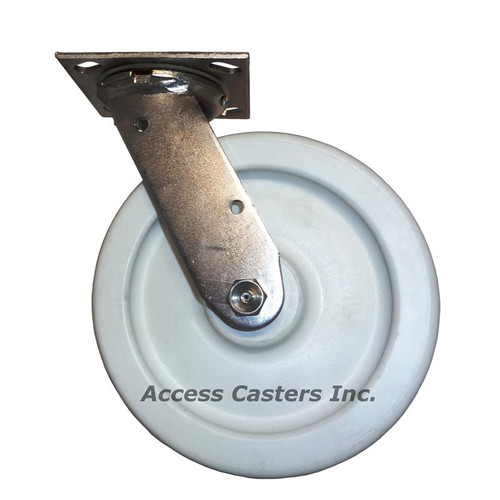 8APWS 8" Swivel Caster with White Polyolefin Wheel