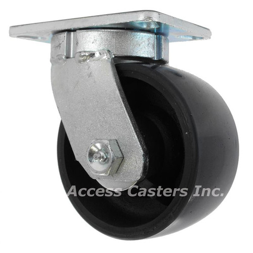 10DSW57S 10" Heavy Duty Kingpinless Caster with Crowned Polyurethane Wheel, 3000 lb. capacity