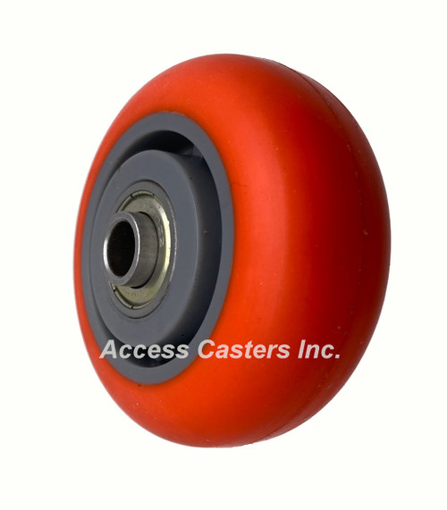 3DEU-SB 3" Swivel Caster with Brake,  Orange Round Tread Polyurethane Wheel