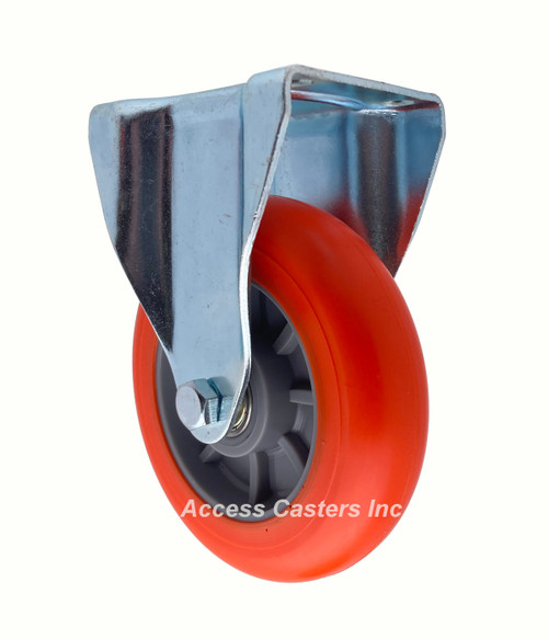 5DEU-R 5" Rigid caster with orange polyurethane wheel