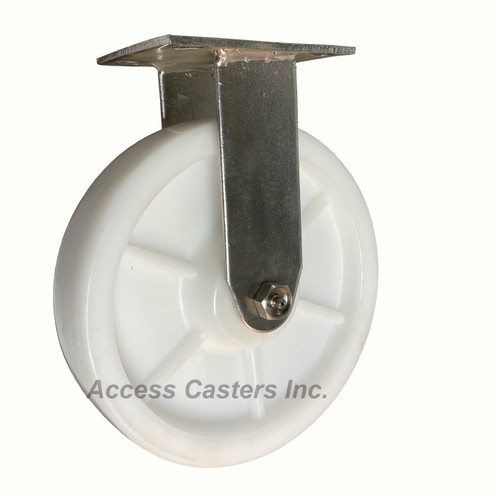 8DSSPWR 8 Inch Stainless Steel Rigid Caster with White Polyolefin Wheel