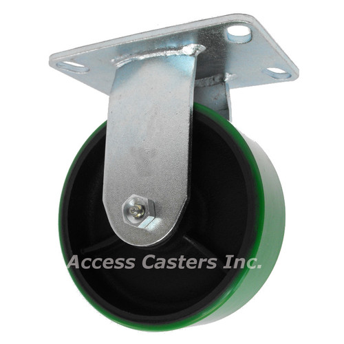 6D43MUR 6" rigid caster with polyurethane on glass filled nylon wheel