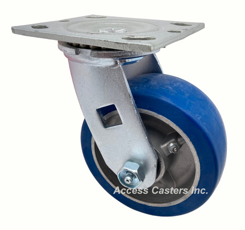 5DPABLS 5"Swivel Caster with Blue Polyurethane on Aluminum Wheel
