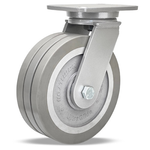 S-CH-13SWF95 Hamilton Champion Swivel Caster with 10" x 3" UltraGlide® (95A) Triple Wheel Grey Tread on Aluminum