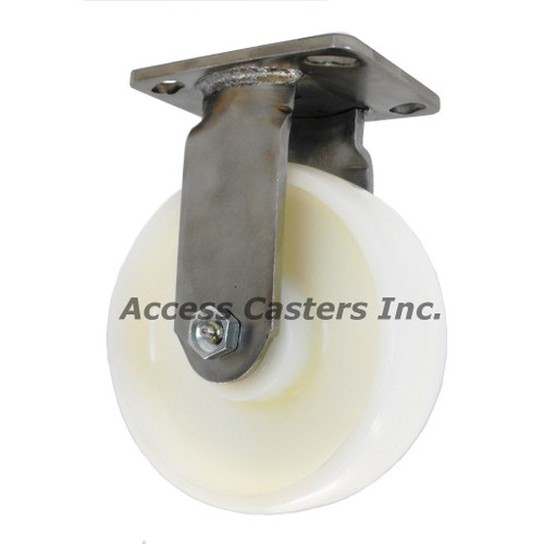 S6NY8-R Stainless Steel Rigid Caster with 8" White Nylon Wheel S6NY8-R Stainless Steel Rigid Caster with 8" White Nylon Wheel