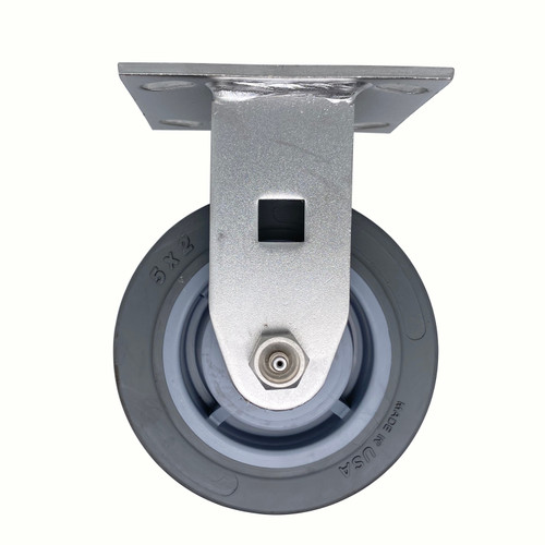 5DSSTPRR 5x2 Stainless Steel Rigid Caster with Gray TPR Wheel
