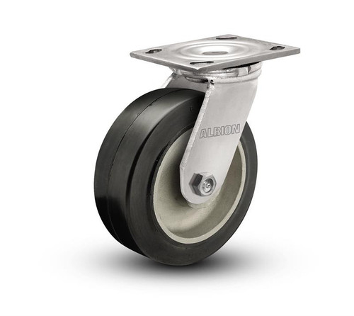 16MD04201S 4" x 2" Albion 16 Series Swivel Caster, Rubber on Aluminum Wheel