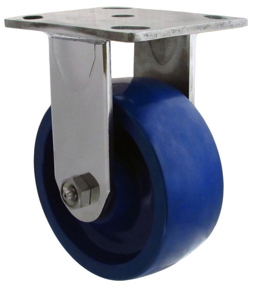 MD316SU5-R 5 Inch 316 Stainless Steel Rigid Caster with Blue Polyurethane Wheel MD316SU5-R 5 Inch 316 Stainless Steel Rigid Caster with Blue Polyurethane Wheel