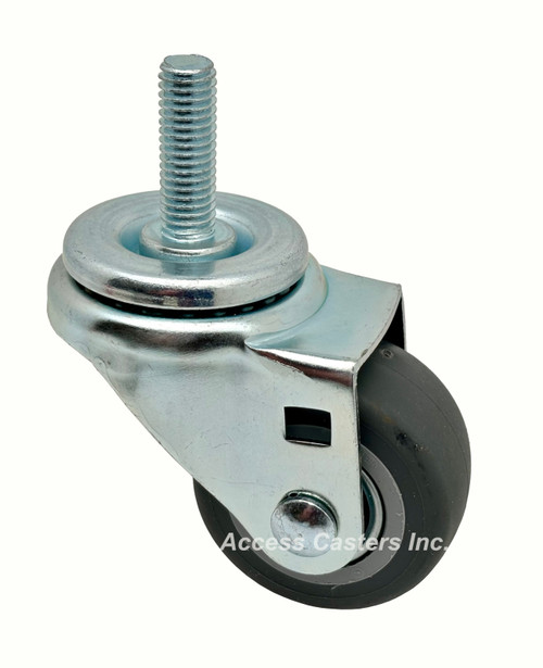 25DNMGI68S 2.5 Inch threaded stem swivel caster, gray TPR wheel, 1/2"-13 x 1-1/2" stem