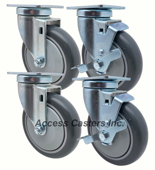 ASPOP1TPUSB-SET 5" Caster Set with 2 Swivel & 2 Swivel with Brake Casters