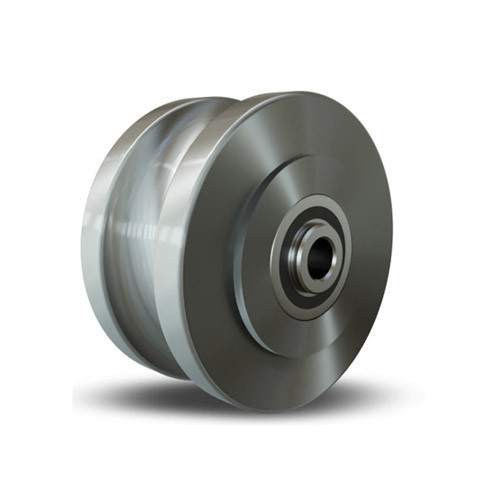 W-420-100-FUB-1/2 Hamilton U-Grooved 1045 Steel Wheel, 4" x 2" with 1/2" ball bearings for 1" diameter track W-420-100-FUB-1/2 Hamilton U-Grooved 1045 Steel Wheel, 4" x 2" with 1/2" ball bearings for 1" diameter track