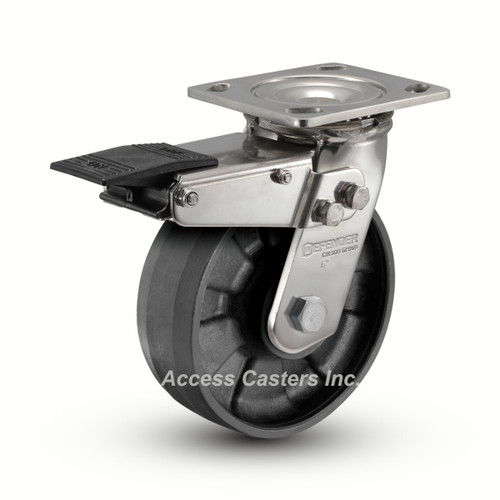 D4.06109.539 SS BRK4 WB29 Six inch Stainless Steel Total Lock Caster with Maxim Nylon Wheel D4.06109.539 SS BRK4 WB29 Six inch Stainless Steel Total Lock Caster with Maxim Nylon Wheel