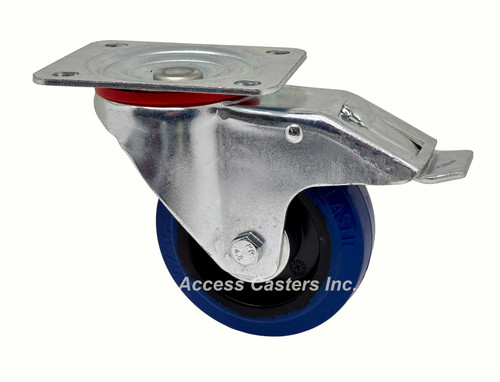 E422RB-SWB 4 Inch Swivel Case Caster with Total Lock Brake Blue Tread Wheel
