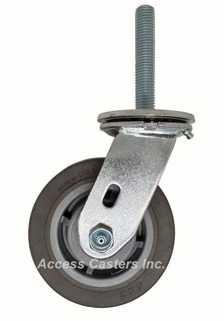 5DHDNMST 5 x 2 TPR swivel caster with optional stems, 1/2"-13, 5/8"-11 or 3/4"-10
