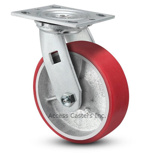 ES6X2MOP E-Line 6" x 2" Swivel Plate Caster, Polyurethane on Cast Iron Wheel ES6X2MOP E-Line 6" x 2" Swivel Plate Caster, Polyurethane on Cast Iron Wheel