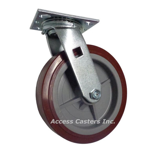 ES8X2TUM 8" x 2" Swivel Plate Caster, Polyurethane on Poly Wheel