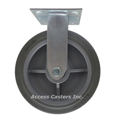 ER8X2TPR 8" x 2" Rigid Plate Caster, TPR Flat Wheel