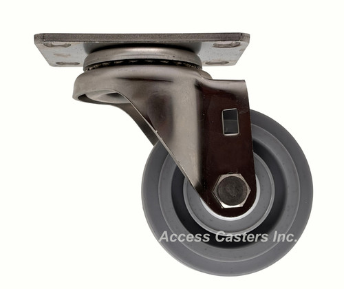 LD316NM3-S Light Duty 3 Inch 316 Stainless Steel Swivel Caster Thermo Elastomer Wheel