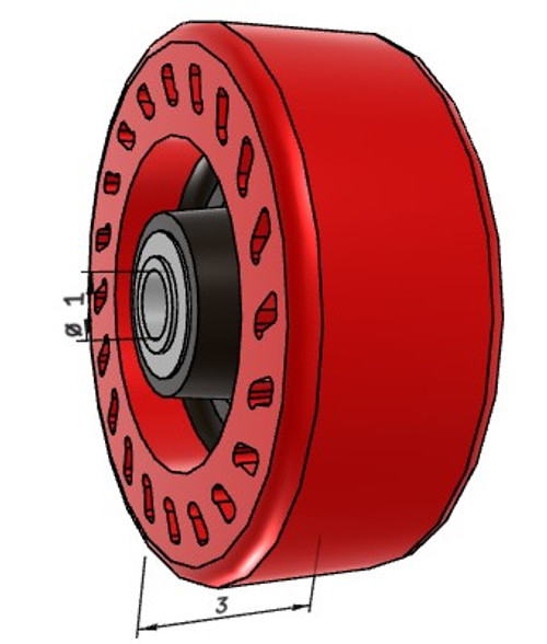RWM UOT-0830-16  8" x 3" Omega wheel with 1" tapered bearings